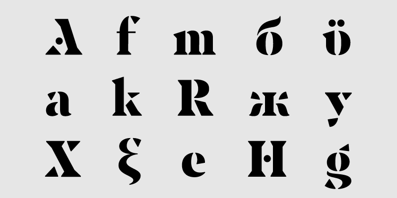 Card displaying PF Spine typeface in various styles