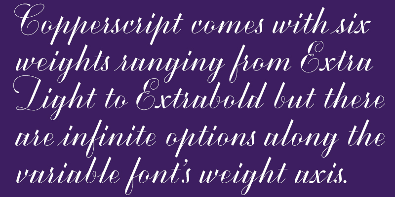 Card displaying Copperscript Variable typeface in various styles