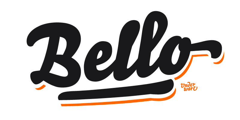 Card displaying Bello typeface in various styles