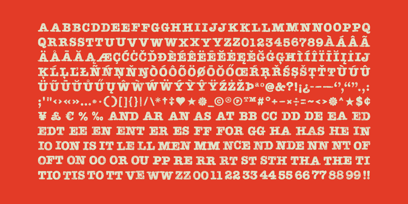 Card displaying Teeshirt typeface in various styles