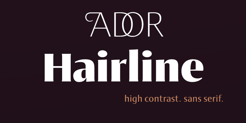 Card displaying Ador Hairline typeface in various styles