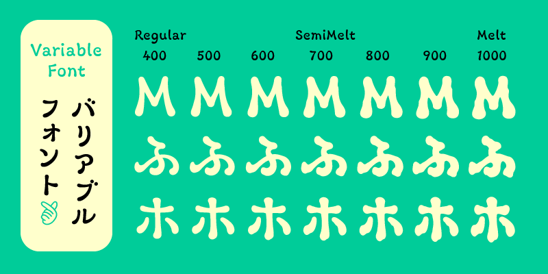 Card displaying Moolong Chocolate typeface in various styles
