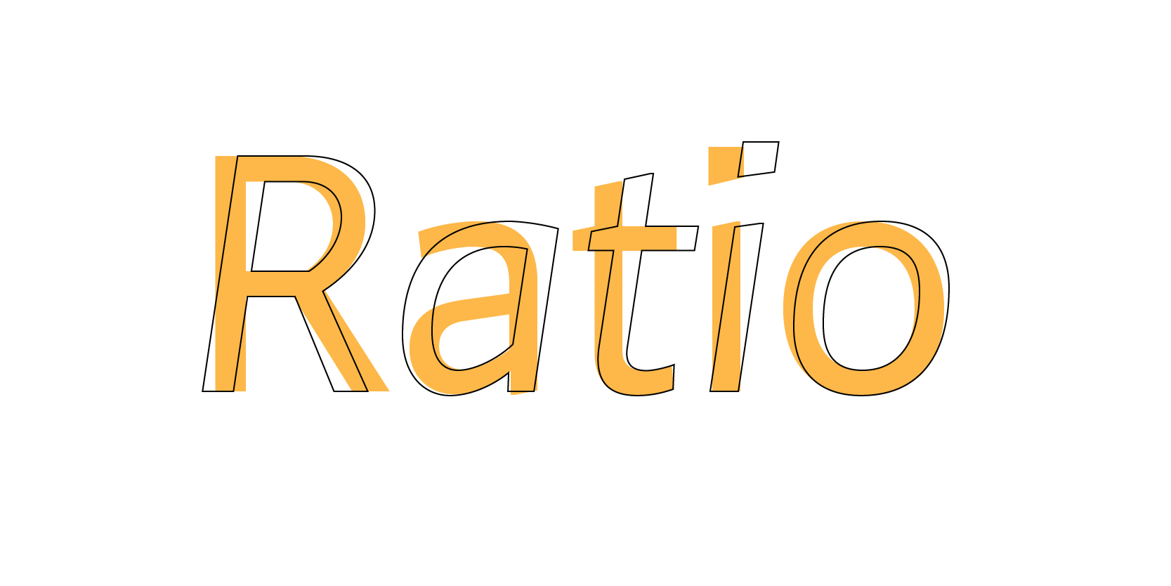 Card displaying Ratio typeface in various styles