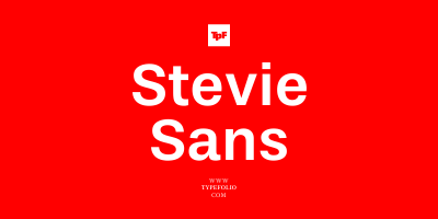 Card displaying Stevie Sans typeface in various styles