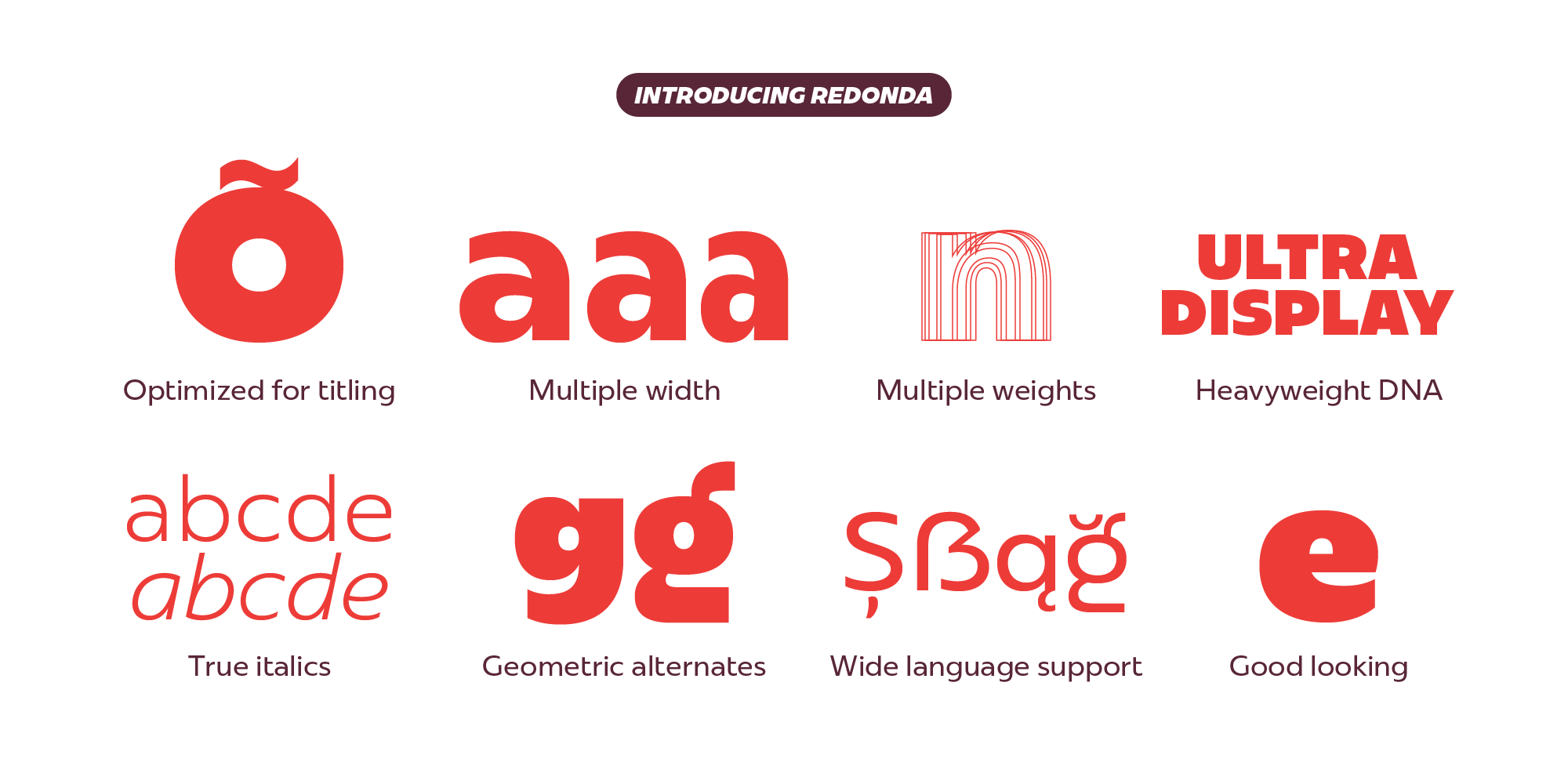 Card displaying Redonda typeface in various styles