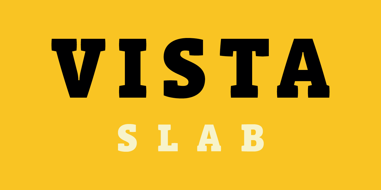 Card displaying Vista Slab typeface in various styles