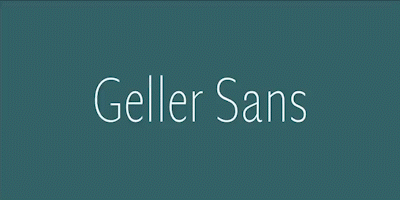Card displaying Geller Sans Variable typeface in various styles