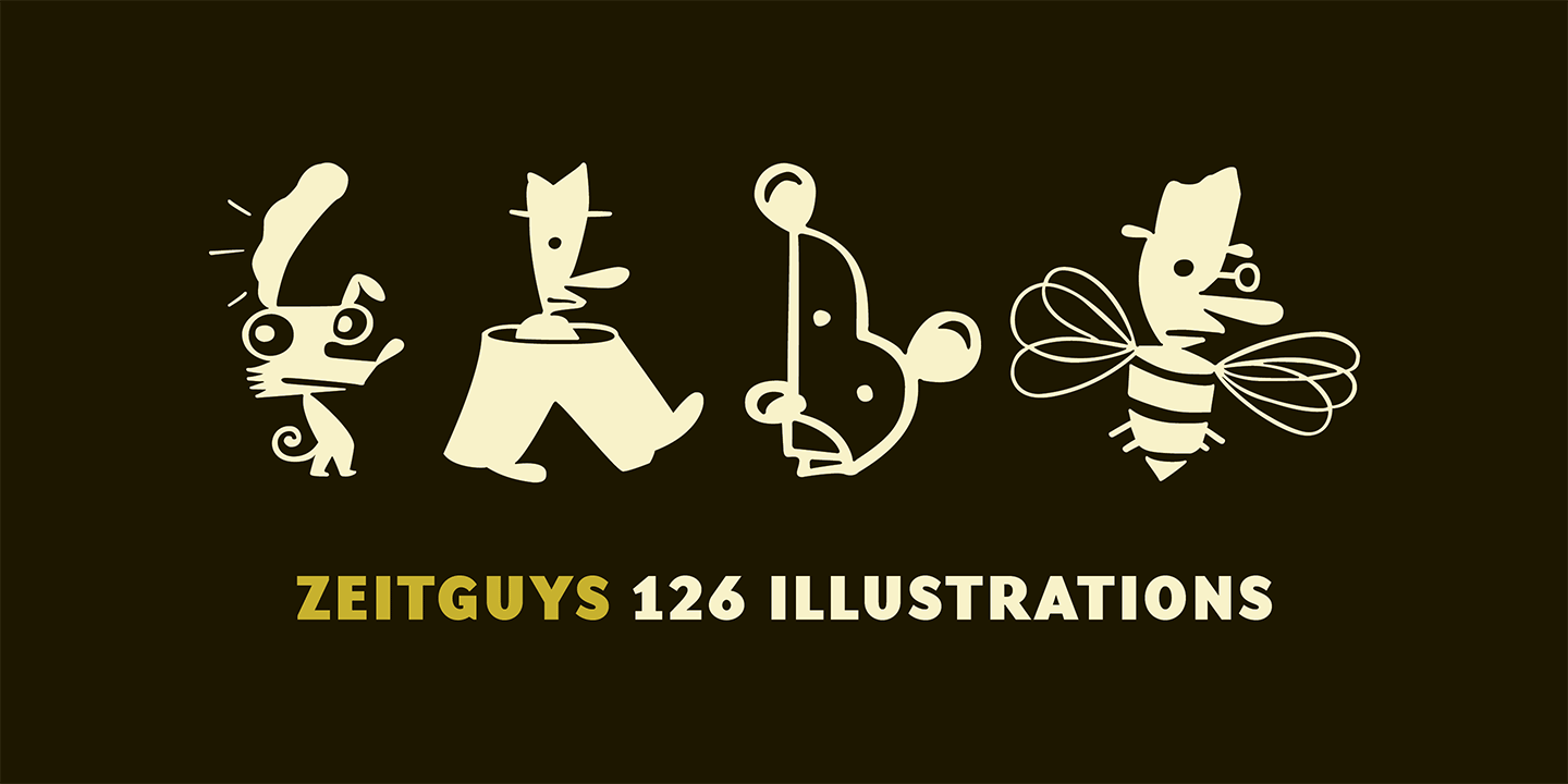 Card displaying ZeitGuys typeface in various styles