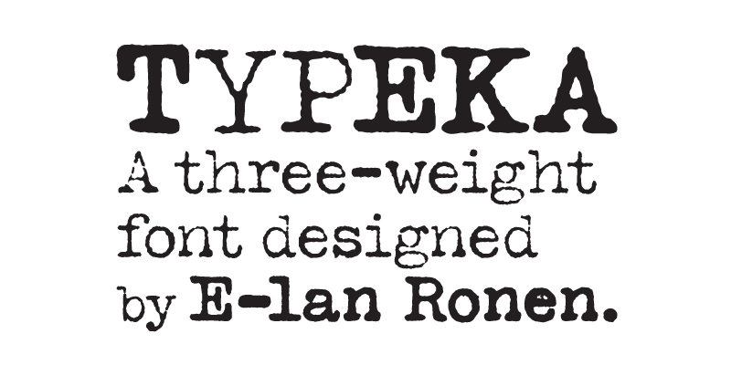 Card displaying Typeka typeface in various styles