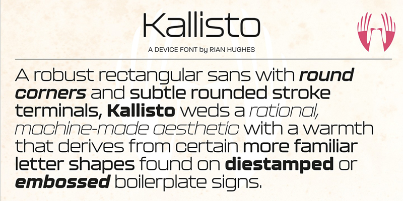 Card displaying Kallisto typeface in various styles