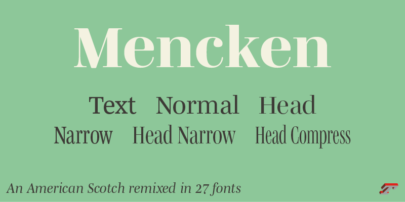 Card displaying Mencken typeface in various styles