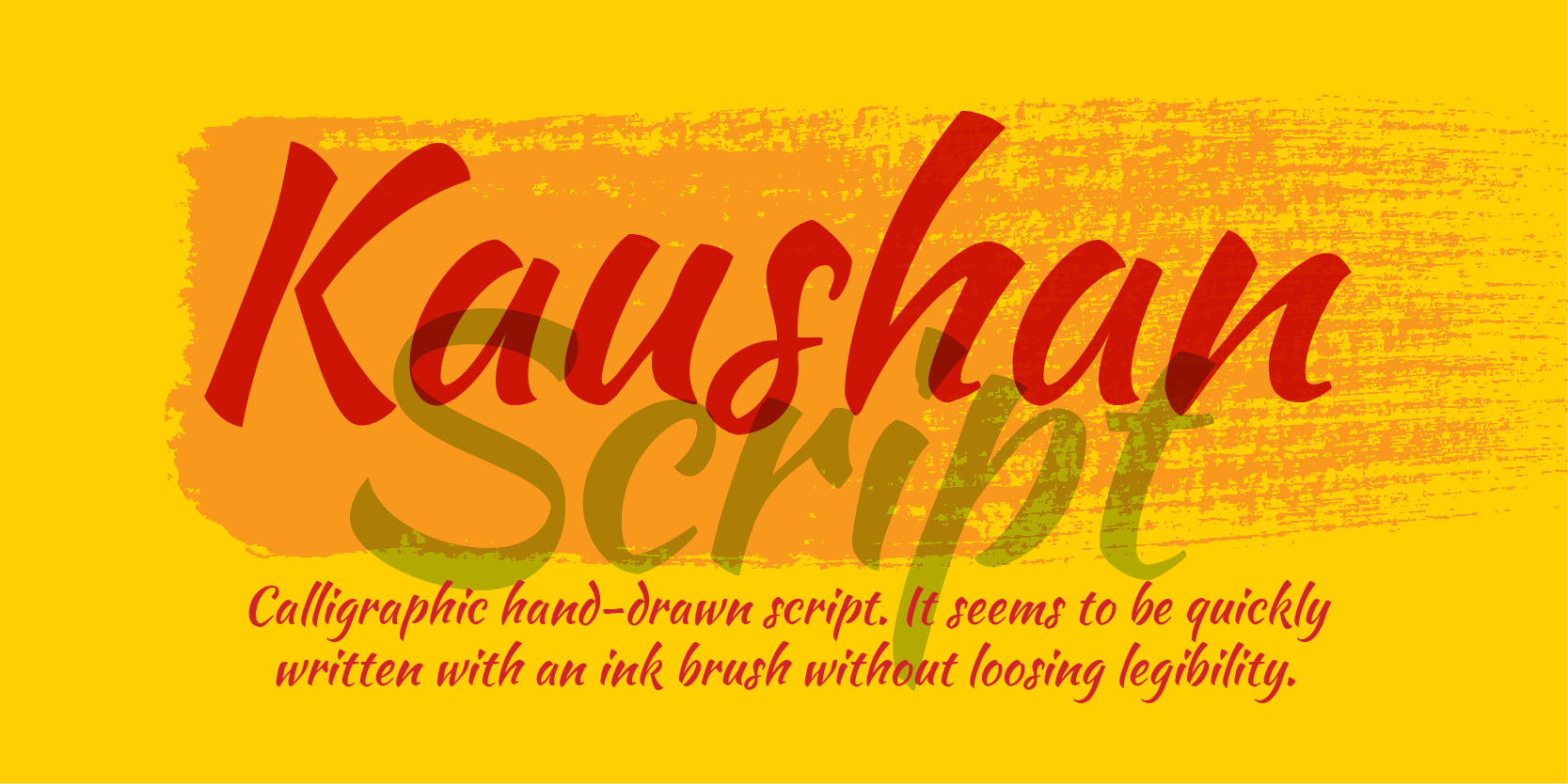 Card displaying Kaushan Script typeface in various styles