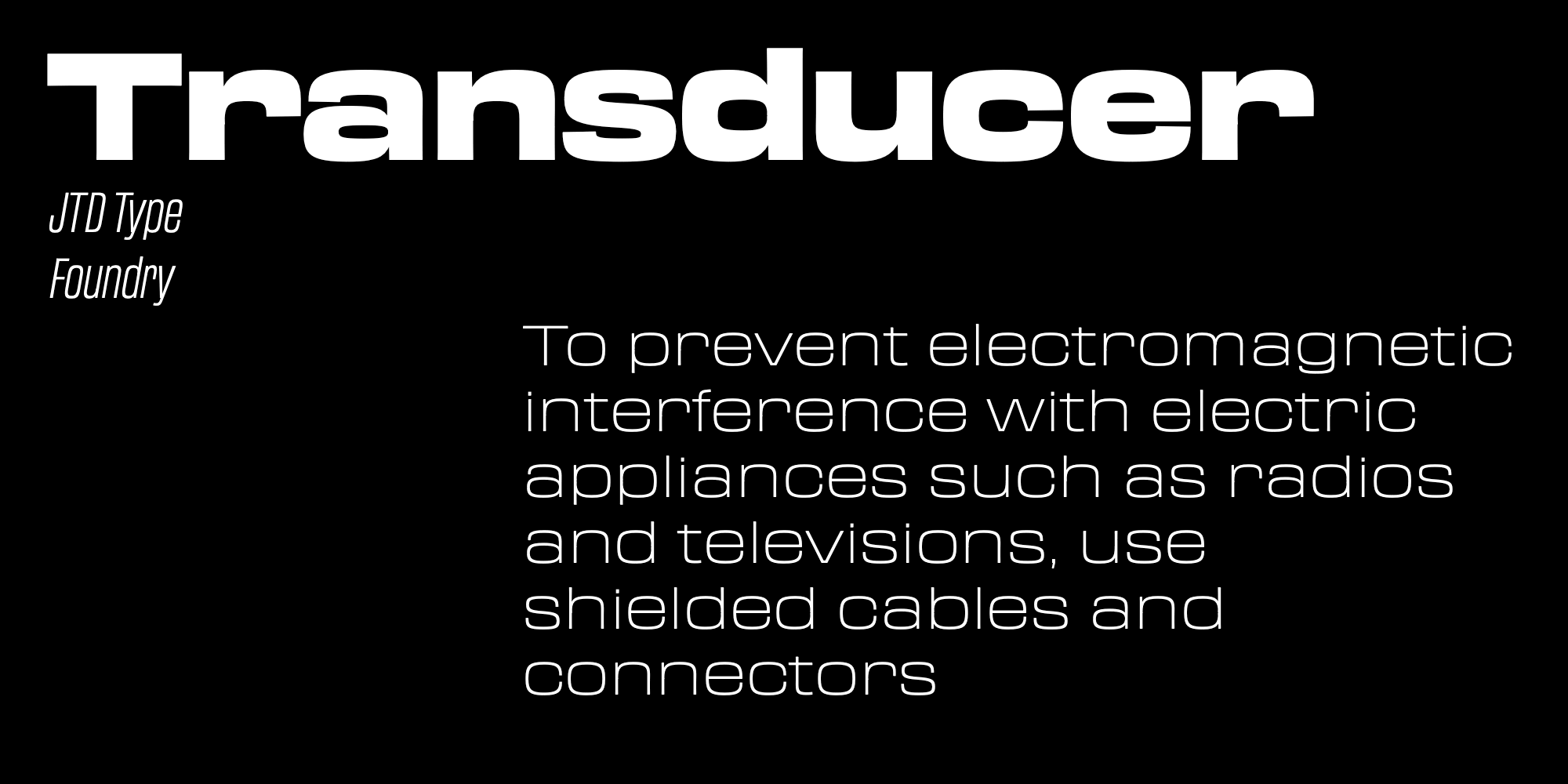 Card displaying Transducer Variable typeface in various styles