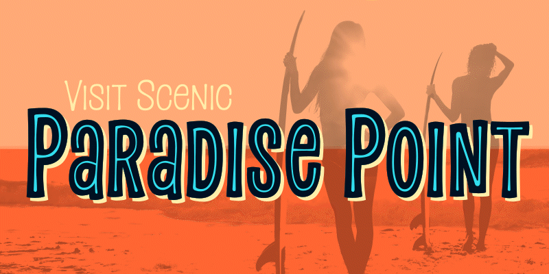 Card displaying Paradise Point Variable typeface in various styles