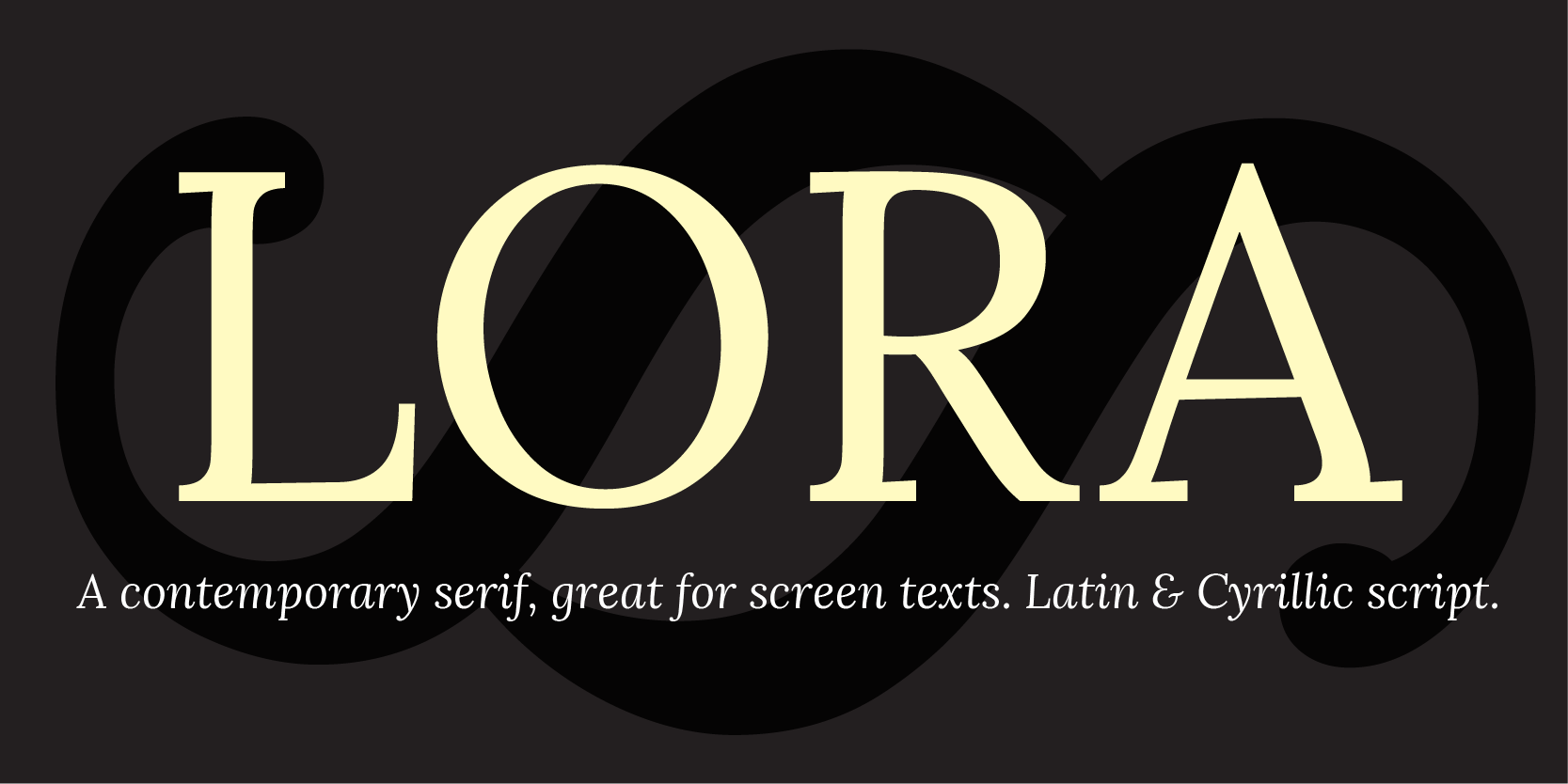 Card displaying Lora typeface in various styles