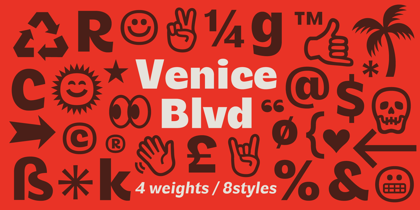 Card displaying Venice Blvd typeface in various styles