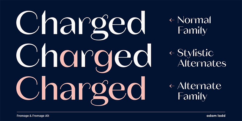 Card displaying Fromage typeface in various styles
