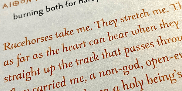 Card displaying Seria  typeface in various styles