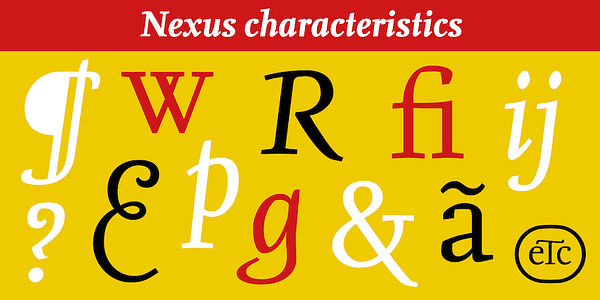 Card displaying Nexus Serif typeface in various styles
