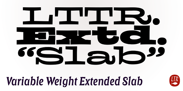 Card displaying LTR Slab Extended Variable typeface in various styles