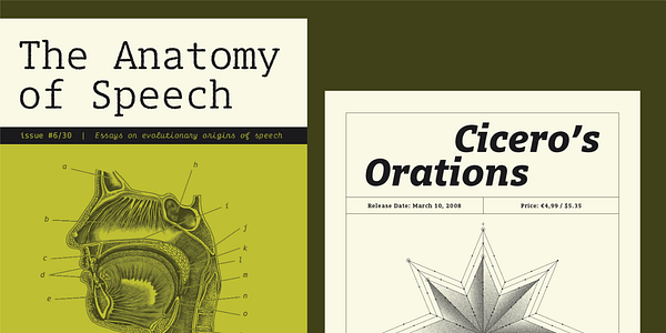 Card displaying Dico Slab typeface in various styles