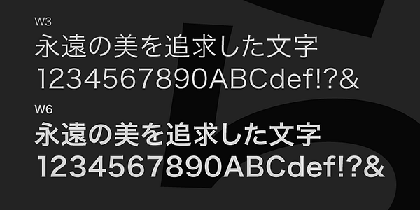 Card displaying Hiragino Kaku Gothic ProN typeface in various styles