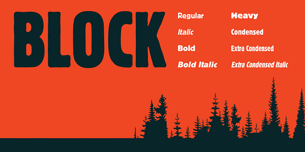 Card displaying Berthold Block W1G typeface in various styles