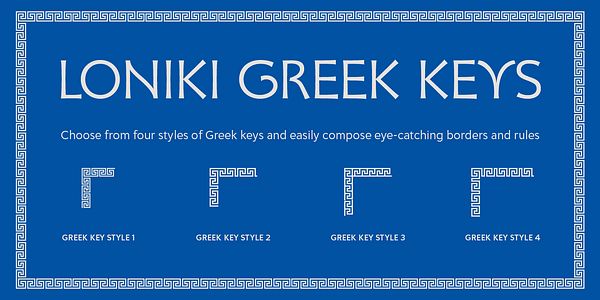 Card displaying Loniki typeface in various styles
