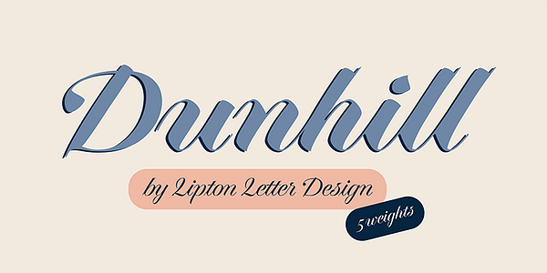 Card displaying Dunhill Script typeface in various styles