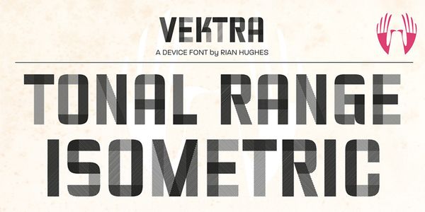 Card displaying Vektra typeface in various styles