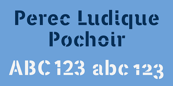 Card displaying Perec Ludique typeface in various styles