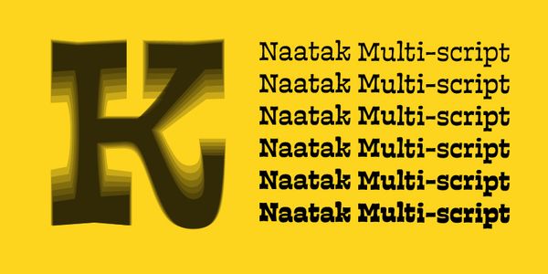 Card displaying Naatak Latin typeface in various styles