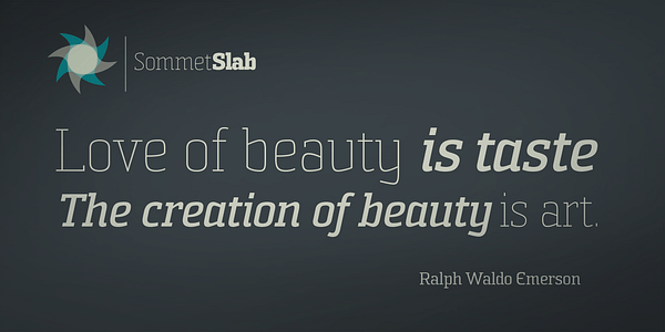 Card displaying Sommet Slab typeface in various styles