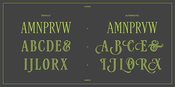 Card displaying Summa typeface in various styles