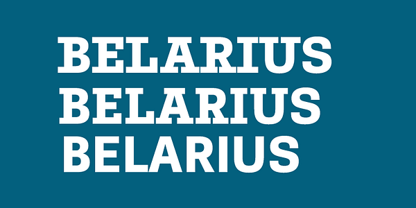 Card displaying Belarius typeface in various styles