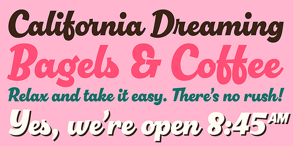 Card displaying Chill Script typeface in various styles