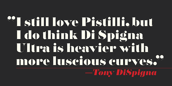 Card displaying DiSpigna Ultra typeface in various styles