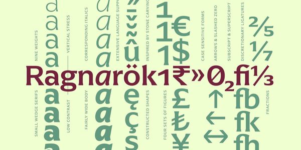 Card displaying Arpona typeface in various styles