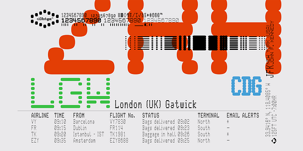 Card displaying BD Terminal Variable typeface in various styles