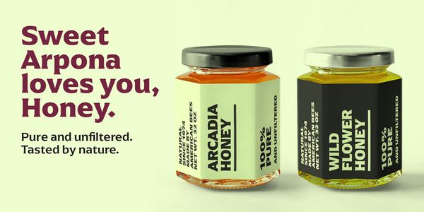 Card displaying Arpona typeface in various styles