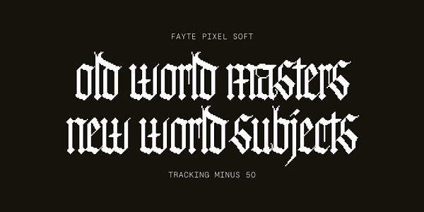 Card displaying Fayte Pixel typeface in various styles