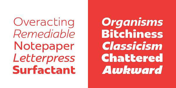 Tarjeta con el tipo de letra Redonda en varios estilos