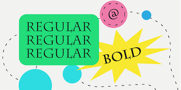 Card displaying Charlemagne typeface in various styles