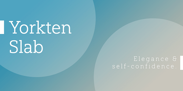 Card displaying Yorkten Slab typeface in various styles