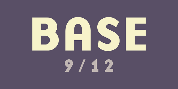 Card displaying Base 9 & 12 typeface in various styles