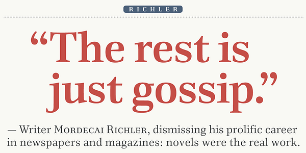 Card displaying Richler Pro PE typeface in various styles