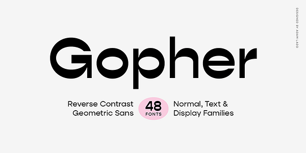 Card displaying Gopher typeface in various styles