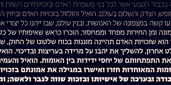 Card displaying Aktiv Grotesk Hebrew typeface in various styles