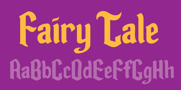 Card displaying Fairy Tale JF typeface in various styles