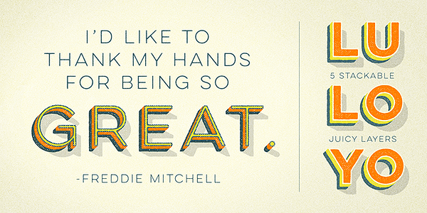 Card displaying Lulo typeface in various styles